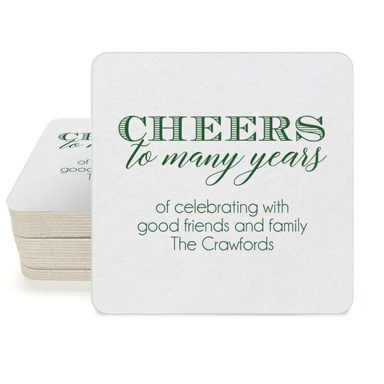 Cheers To Many Years Square Coasters
